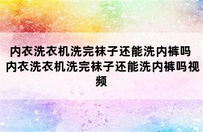 内衣洗衣机洗完袜子还能洗内裤吗 内衣洗衣机洗完袜子还能洗内裤吗视频